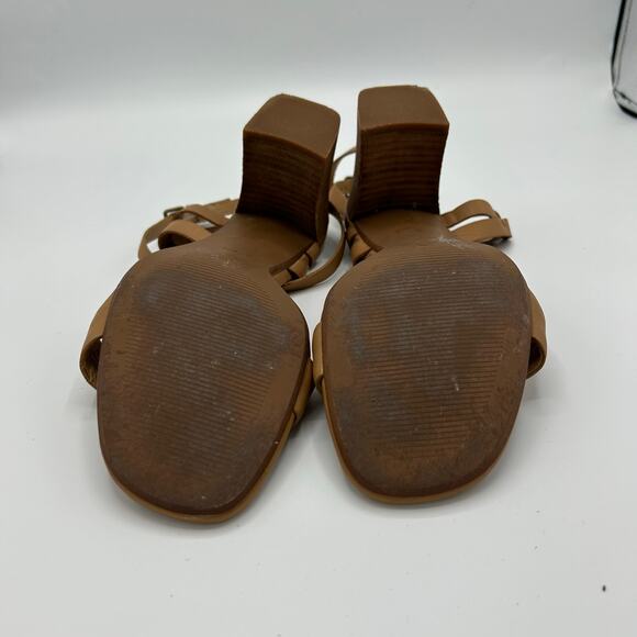 Madewell Loli Sandals 8.5 Tan Leather Ankle‑Strap Block Heel Strappy Amber Clay - Picture 10 of 15